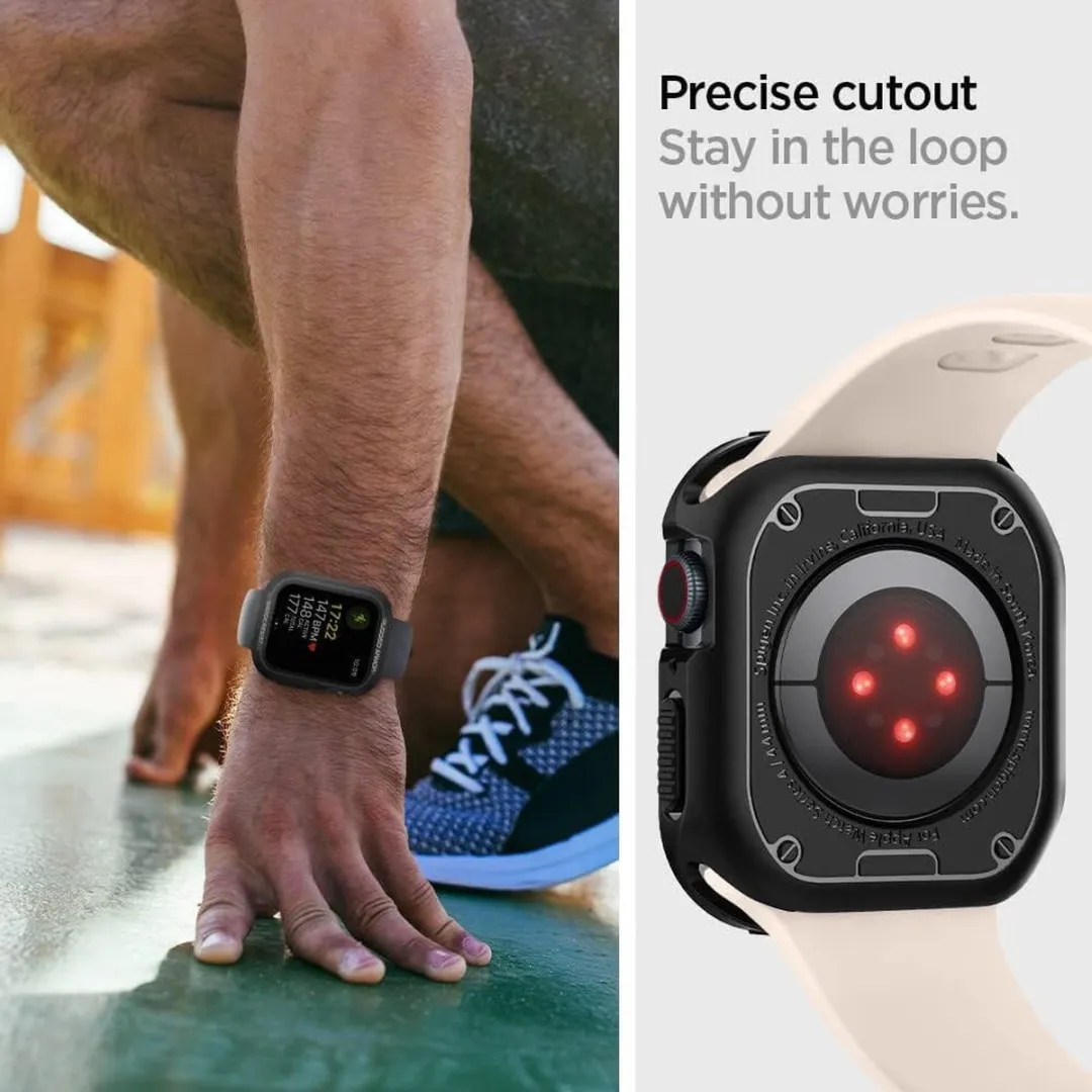 Spigen Rugged Armor Hoesje 44mm - Apple Watch 4/5/6/7/8/SE - Zwart