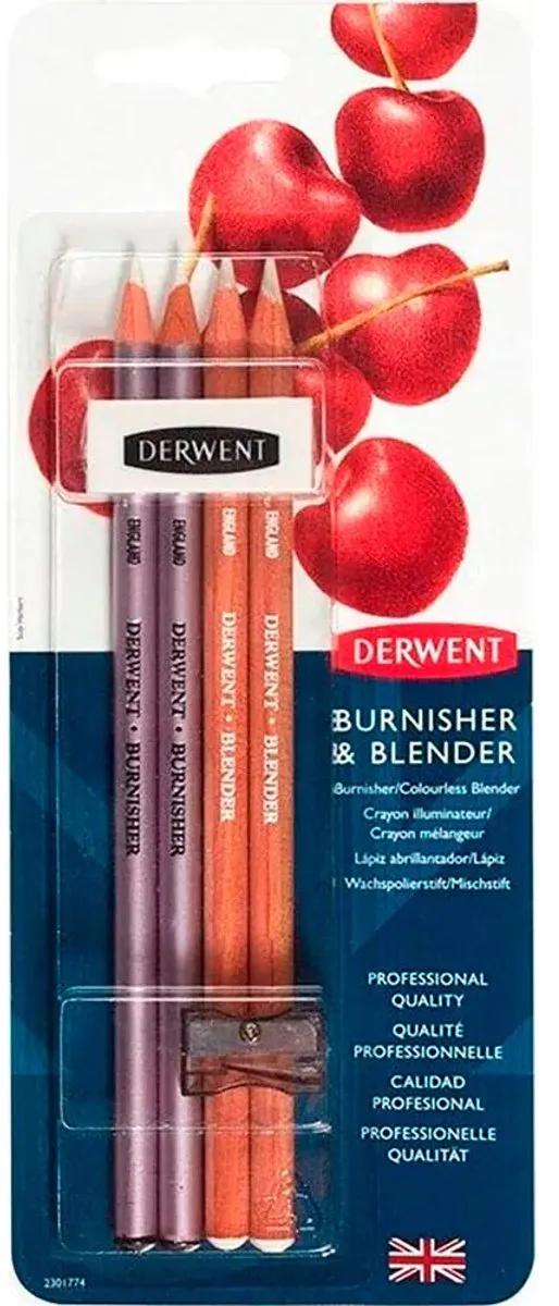 Derwent Blender & Burnisher Potlodenset - 4-delig - Bruin