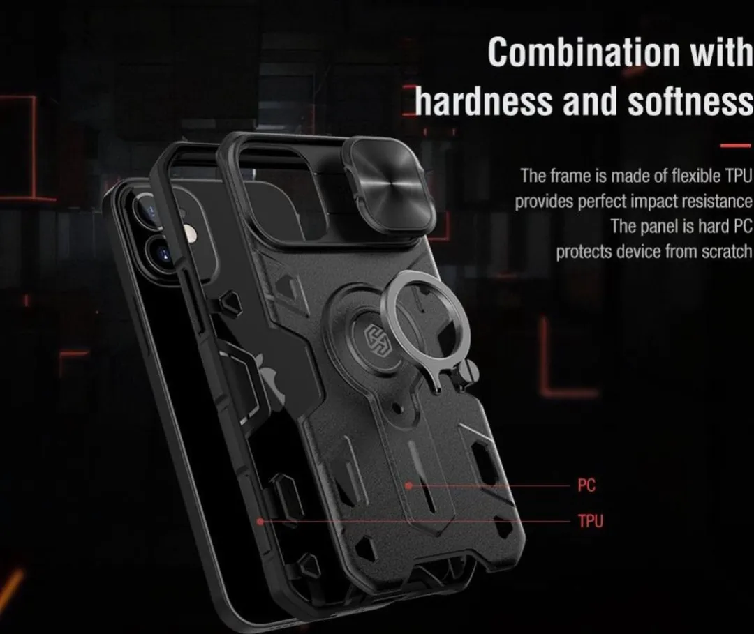Nillkin Armor CamShield Hoesje iPhone 12 Mini - Zwart - afbeelding 4 van 6