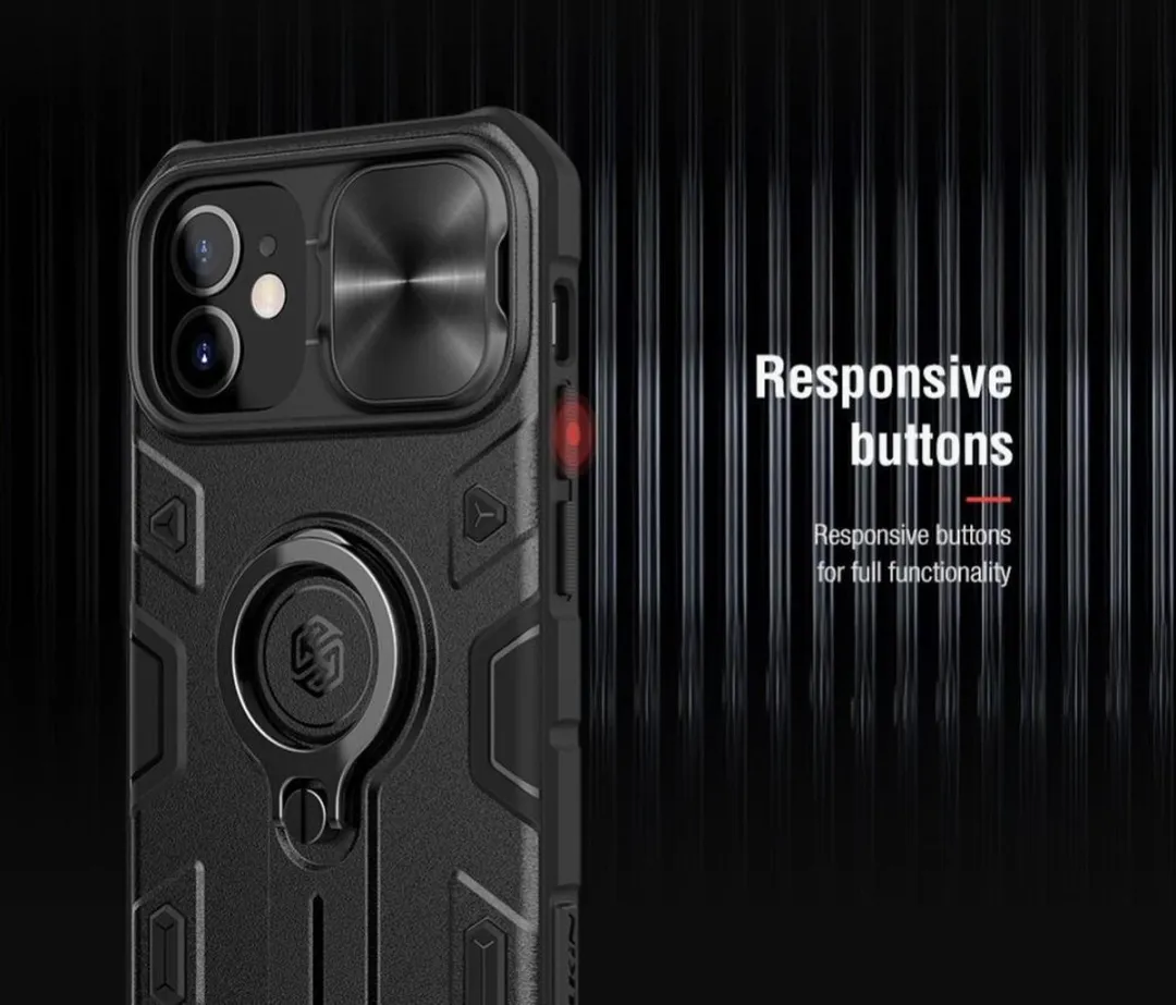 Nillkin Armor CamShield Hoesje iPhone 12 Mini - Zwart - afbeelding 2 van 6