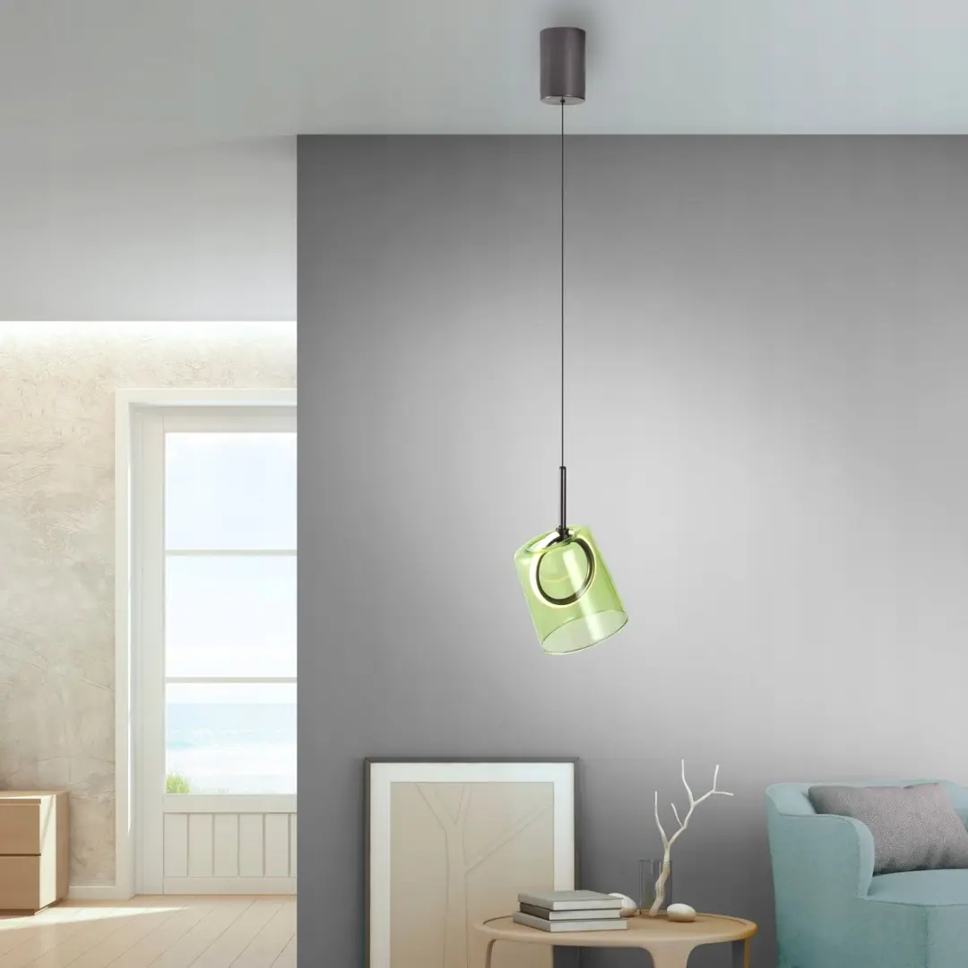 Paul Neuhaus Zula Hanglamp 2541-43 - Groen Glas - afbeelding 2 van 5