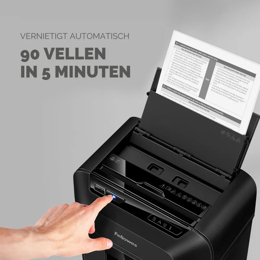 Fellowes AutoMax 90M Papierversnipperaar - P-4 - Zwart - afbeelding 4 van 6