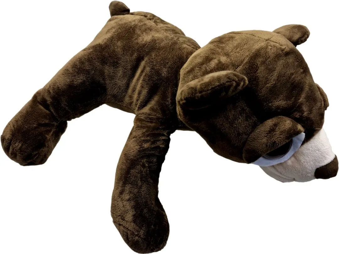 UNITOYS – Beer Bruce – Liggend met grote ogen – 36cm – Donkerbruin
