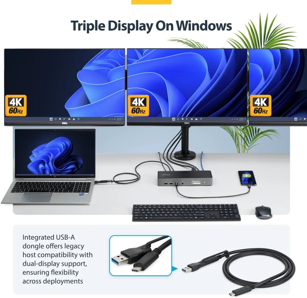 Startech DK30C2DPEPRUE Triple-Monitor USB-C Dock - 140W - Grijs - afbeelding 6 van 6