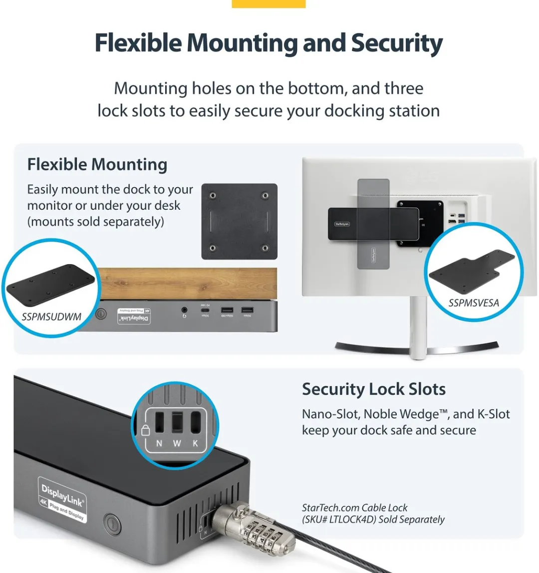Startech DK30C2DPEPRUE Triple-Monitor USB-C Dock - 140W - Grijs