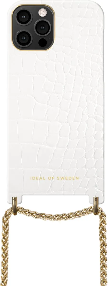 iDeal of Sweden Lilou Necklace Case - iPhone 12/12 Pro - Witte Crocokleur - MagSafe
