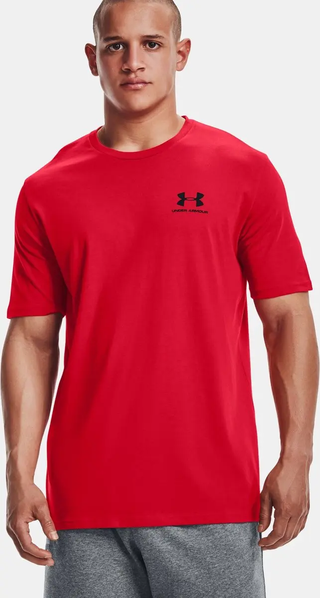 Under Armour Sportstyle Left Chest T-shirt - Rood/Zwart - afbeelding 5 van 6