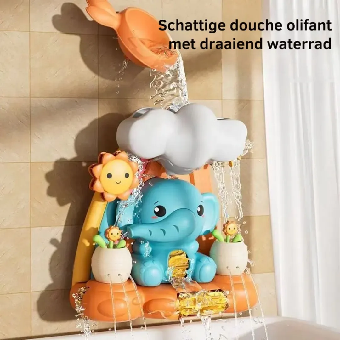 Magnitoys Bad Speelgoed – Waterval Olifant – Water Speelgoed met Draaieffect – Baby & Peuter Douche Speelgoed