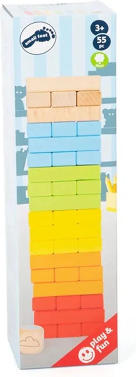 Small Foot Regenboog Wiebeltoren - 55 Stukken - Wit