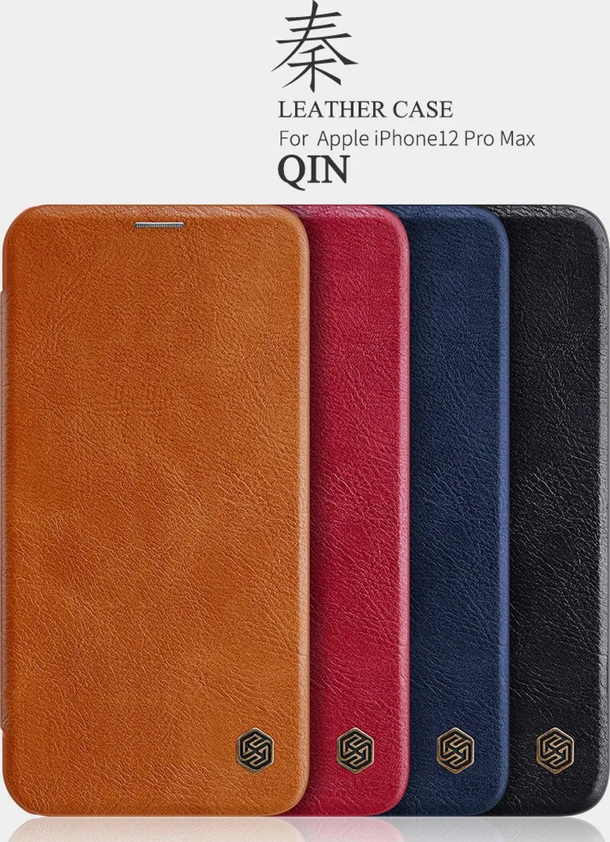 Nillkin Qin Leather Case iPhone 12 Pro Max - Blauw - 2 Pasjes