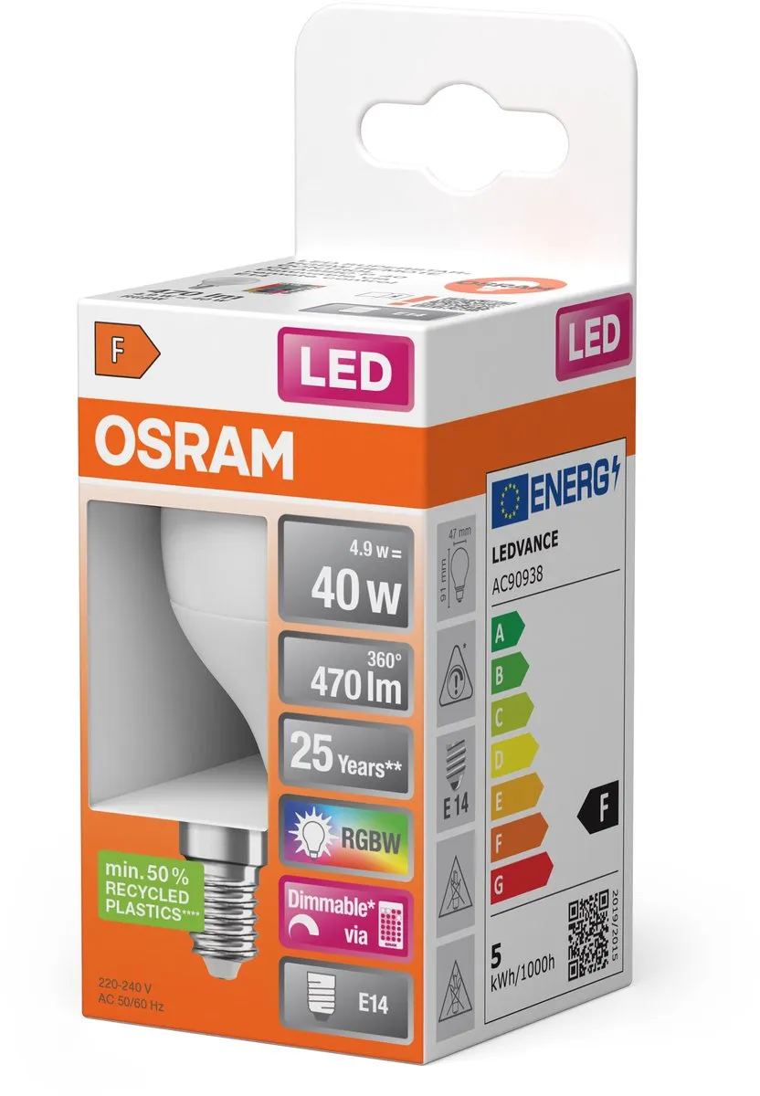 Osram LED-lamp E14 4.9W Warmwit Mat - 2700K