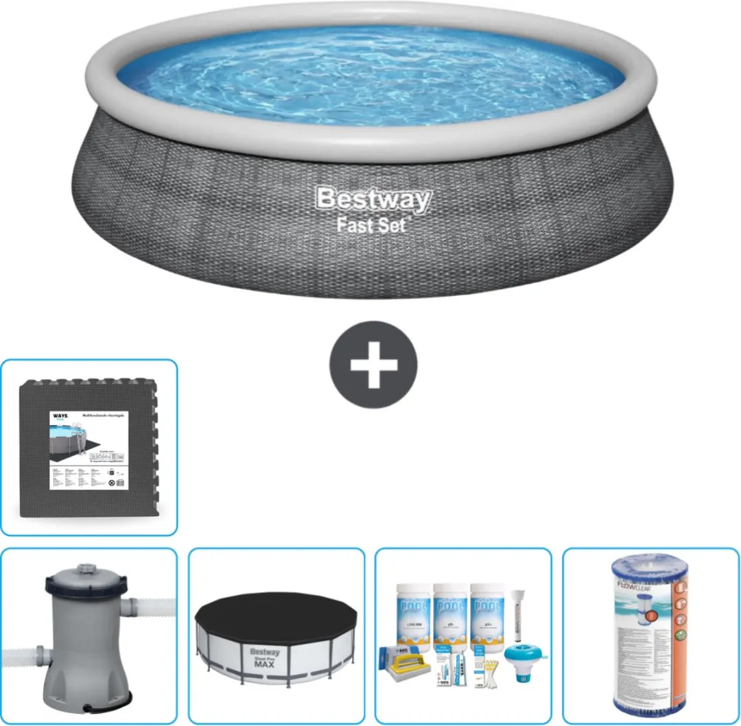 Bestway Fast Set Zwembad 457cm - Rotanprint - Grijs