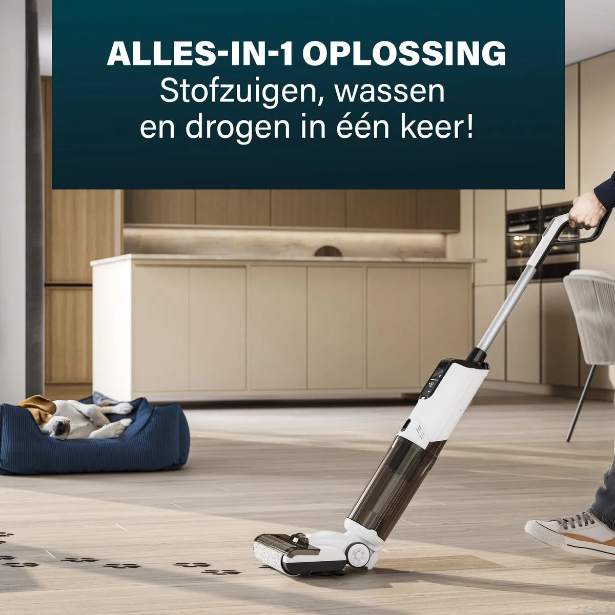 Princess 337010 AquaMotion Plus Vloerreiniger 4in1 - Draadloos - BLDC Motor - 25,9 V - Stofzuigt, wast en droogt tegelijkertijd - elektrische dweil - Reinigingsmachine - Floor washer - 50 min accuduur