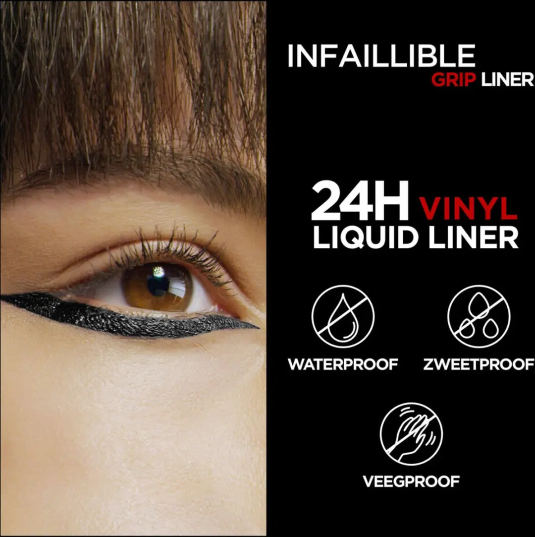 L'Oréal Infaillible Grip 24H Vinyl Liquid Eyeliner Zwart - 3x 3ml - afbeelding 3 van 4