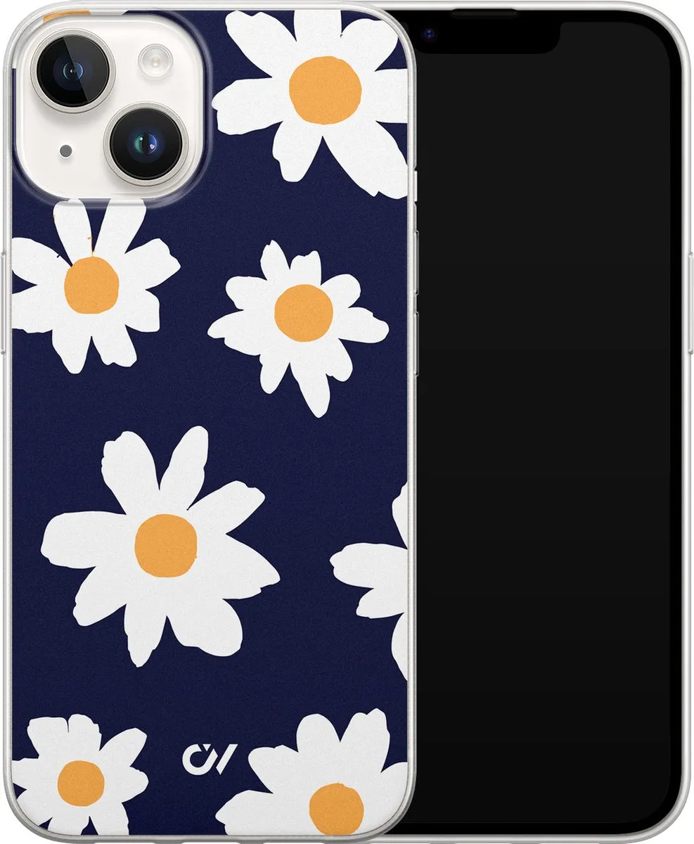 Casevibes Hoesje iPhone 14 A/14/UV/047 - Blauw Sweet Daisies