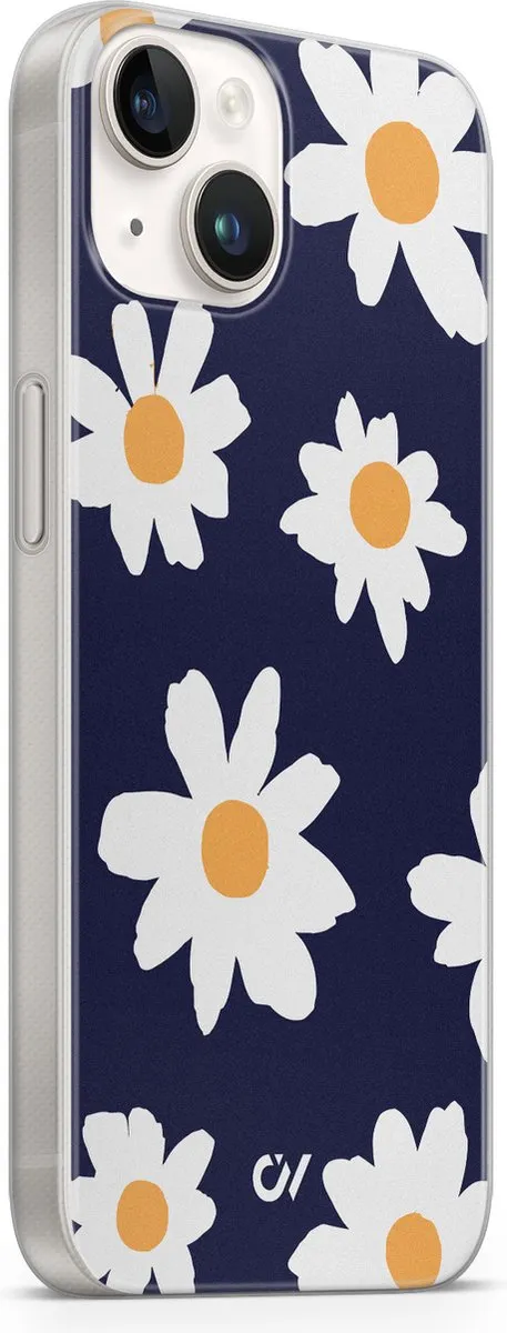 Casevibes Hoesje iPhone 14 A/14/UV/047 - Blauw Sweet Daisies