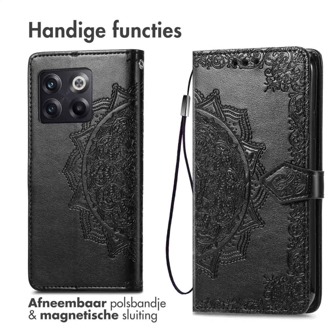Imoshion Hoesje OnePlus 10T Mandala Bookcase - 3 Pasjes - Zwart