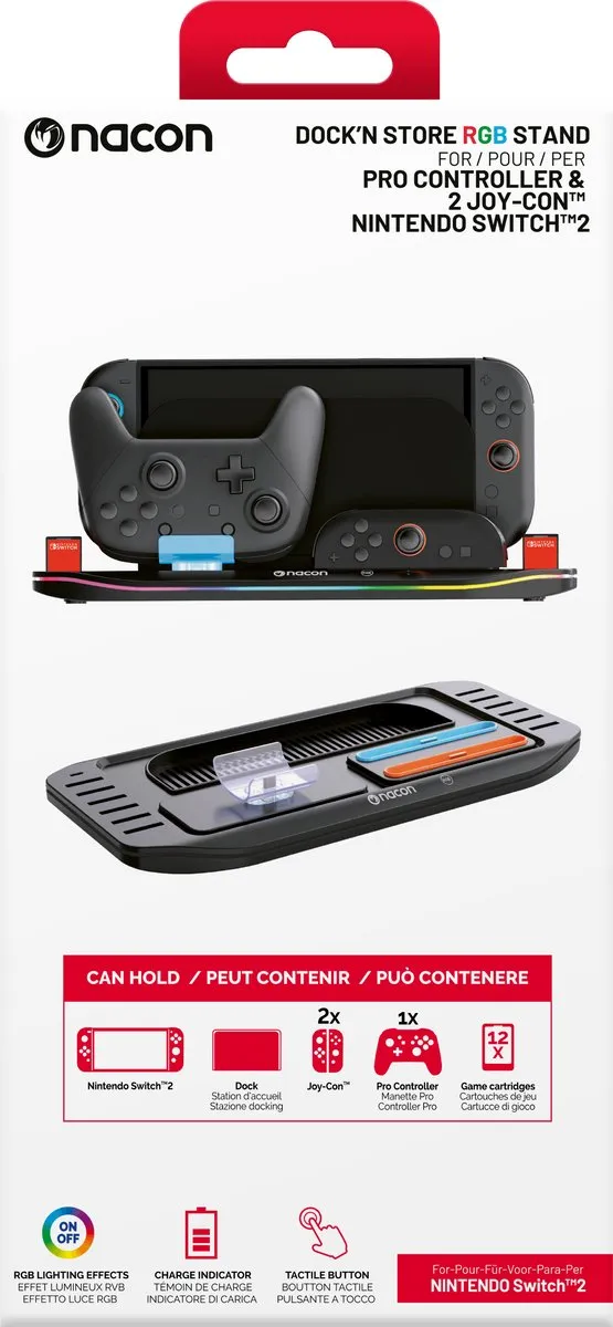 Nacon Nintendo Switch 2 Dock'n Store RGB-Laadstation - Zwart