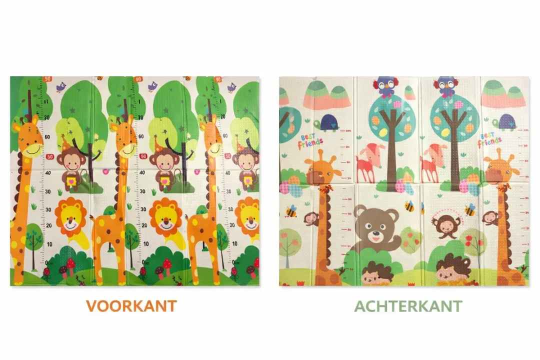 Speelmat Baby, Peuter & Kind 150x200 cm – Extra Dik Speelkleed – Voor Binnen & Buiten – Foam Kruipmat – Dubbelzijdig Opvouwbaar – Inclusief Opbergtas – Zacht & Veilig– Opvouwbare Speelmat Jungle & Dierenavontuur