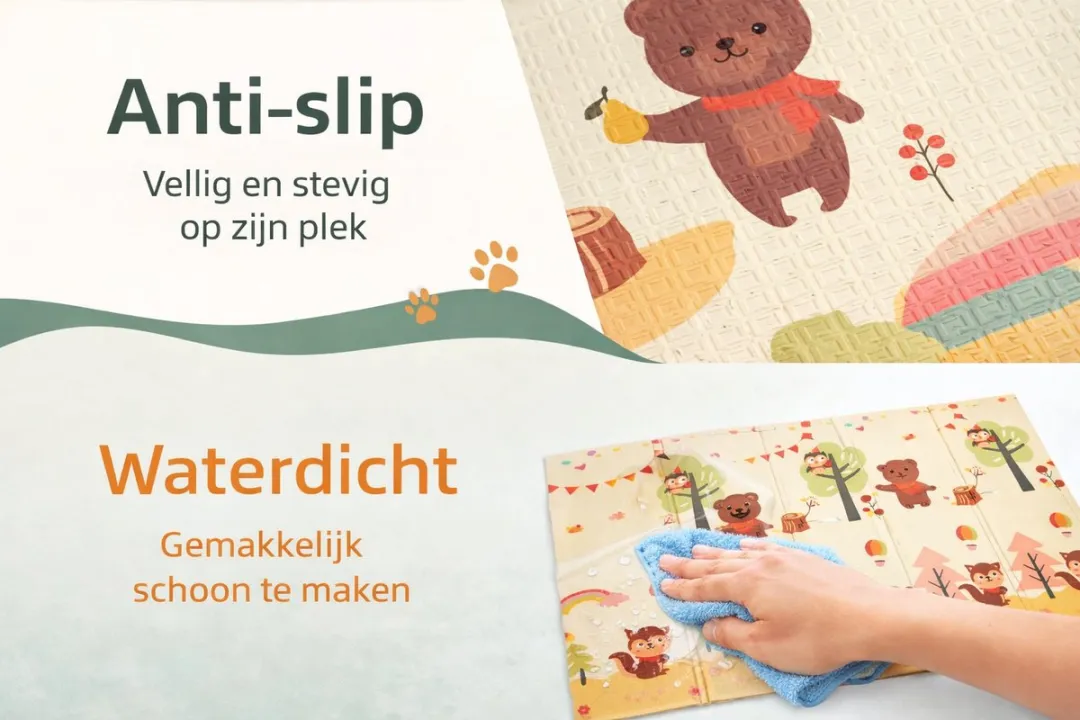 Speelmat Baby, Peuter & Kind 150x200 cm – Extra Dik Speelkleed – Voor Binnen & Buiten – Foam Kruipmat – Dubbelzijdig Opvouwbaar – Inclusief Opbergtas – Zacht & Veilig– Opvouwbare Speelmat Jungle & Dierenavontuur