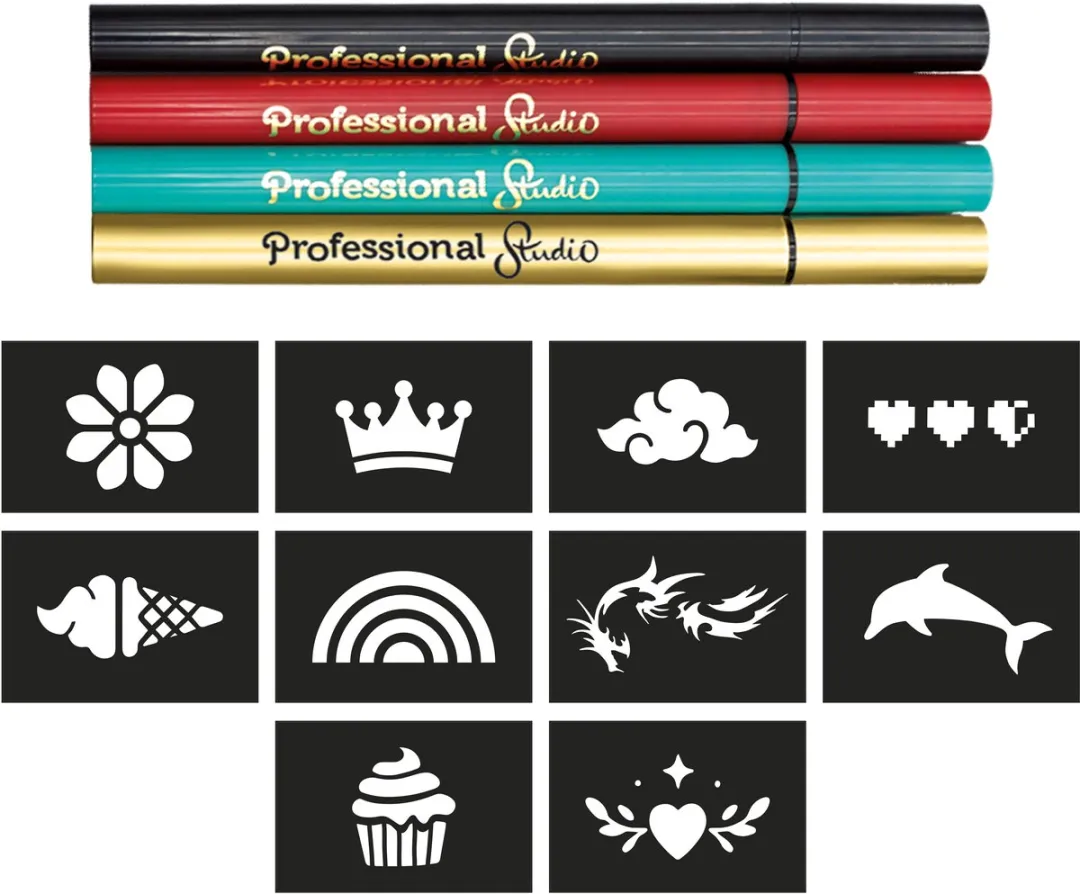 Buki France Marker Tattoo Studio Goud - 4 Stiften + 10 Sjablonen