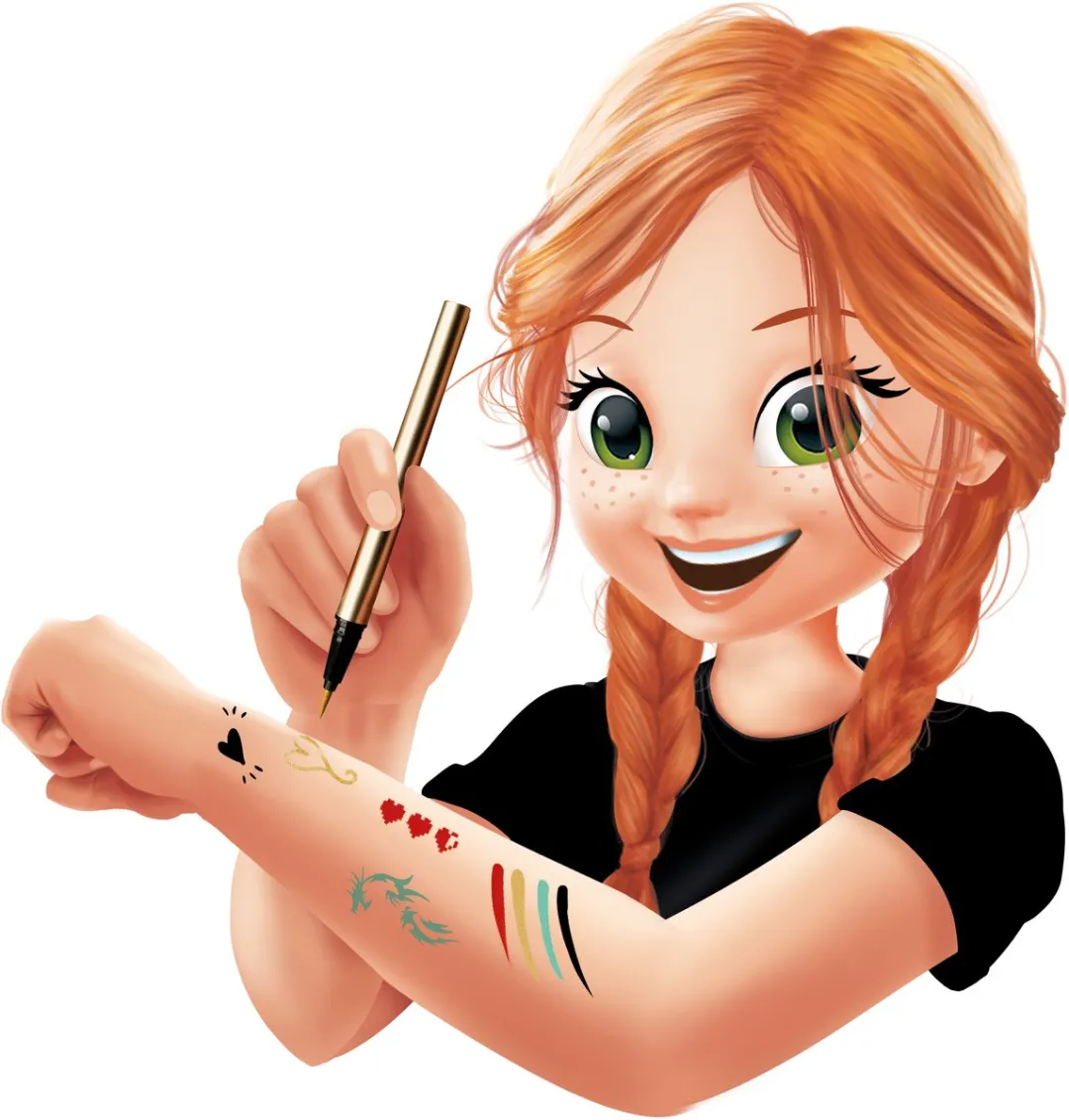 Buki France Marker Tattoo Studio Goud - 4 Stiften + 10 Sjablonen