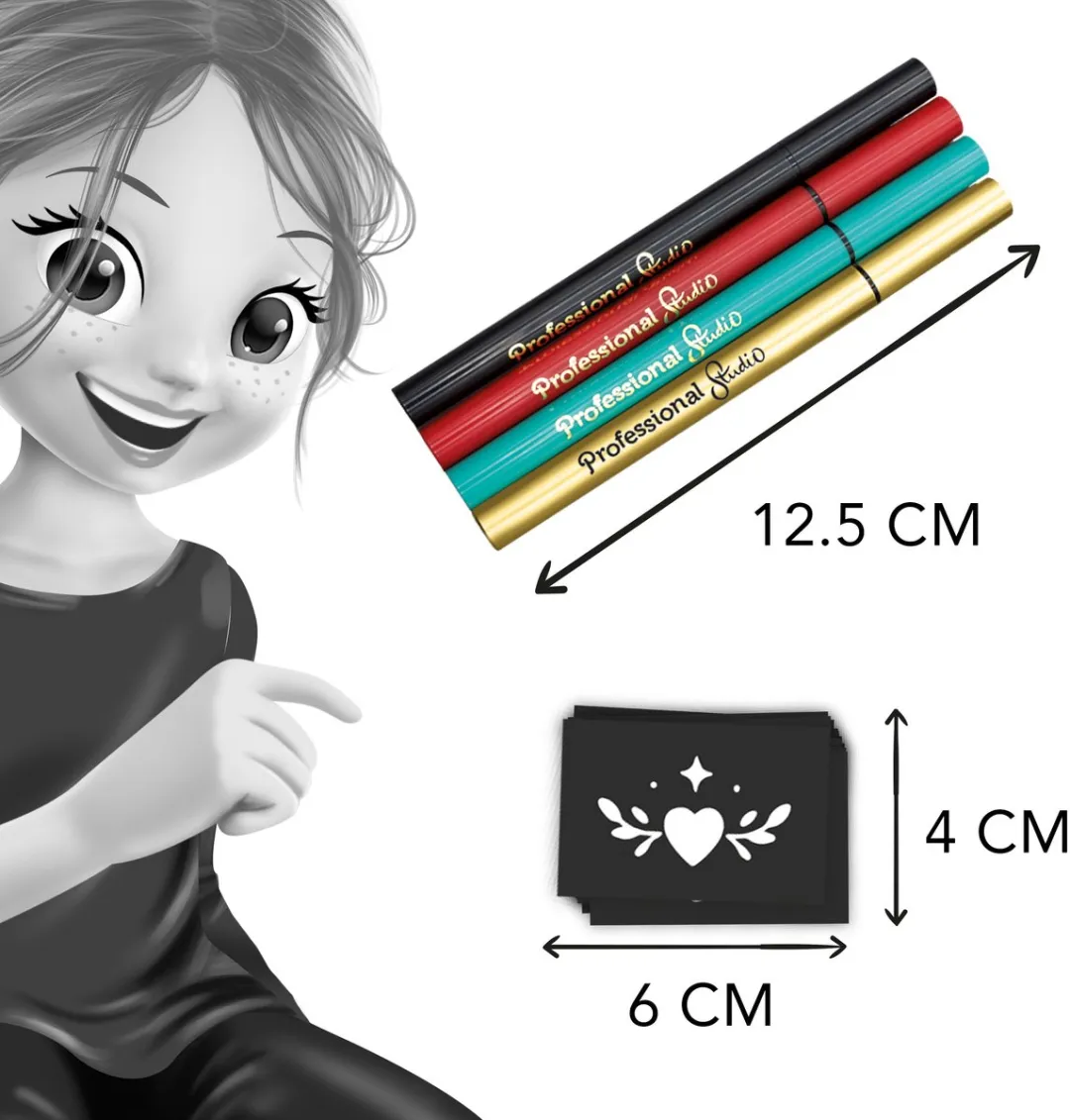 Buki France Marker Tattoo Studio Goud - 4 Stiften + 10 Sjablonen