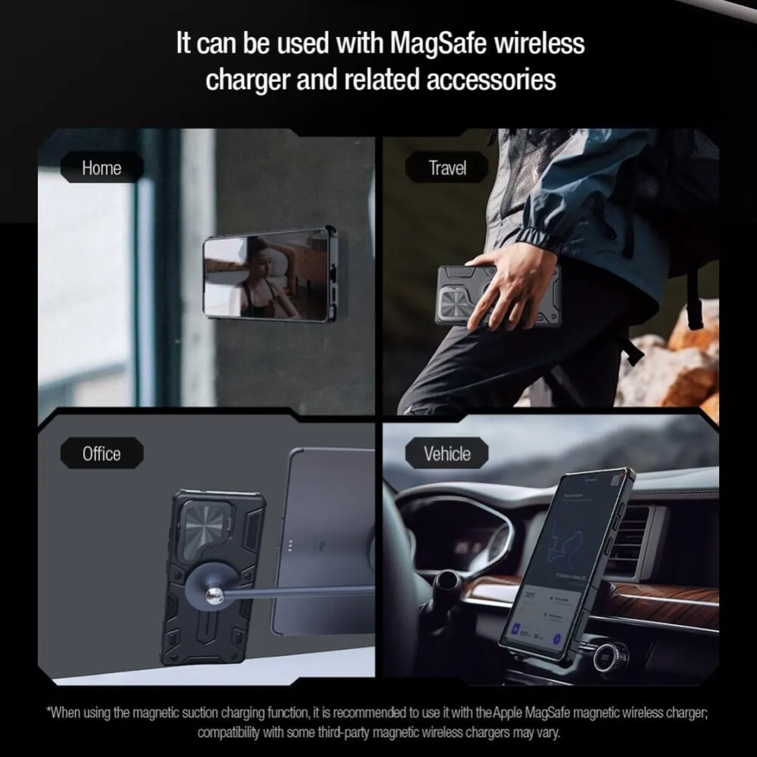 Nillkin CamShield Armor Prop Magnetic Hoesje - Samsung Galaxy S25 Ultra - Zwart