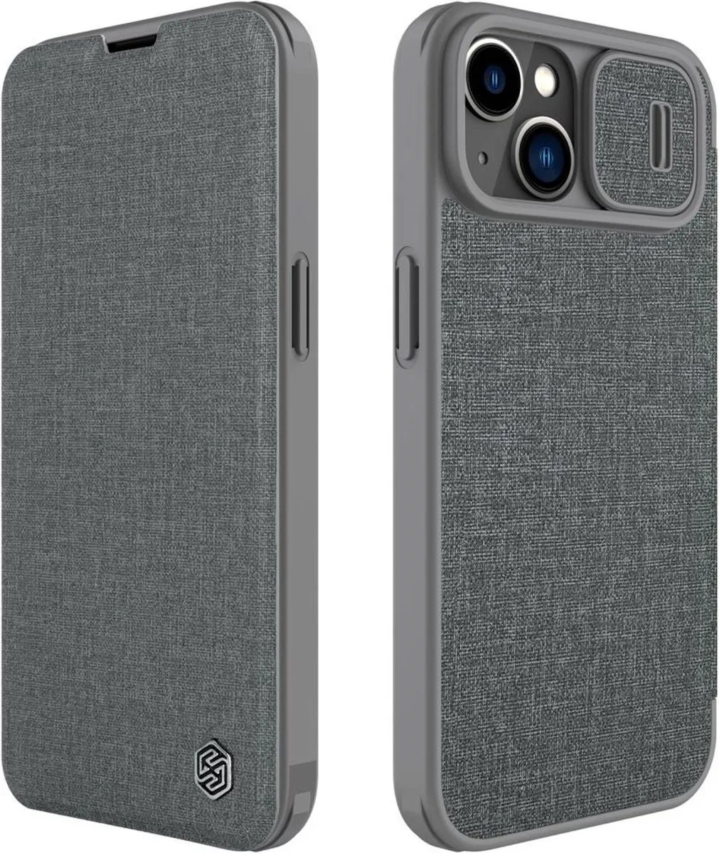 Nillkin Qin Pro Hoesje iPhone 14 Plus - Book Case Grijs - afbeelding 3 van 6