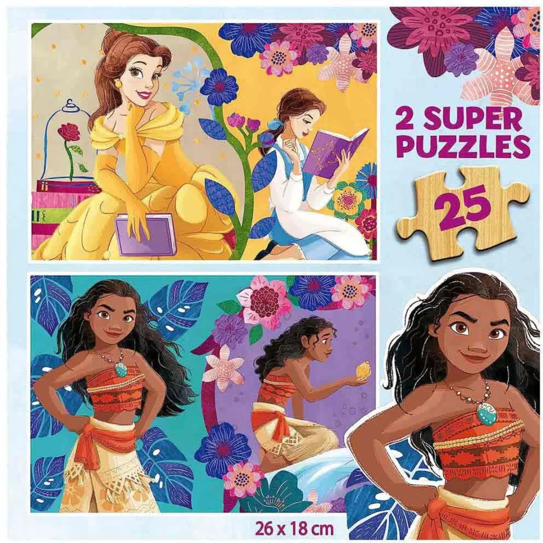 Educa Disney Princess Bella & Vaiana Houten Puzzel 225 Stuks - ED19671