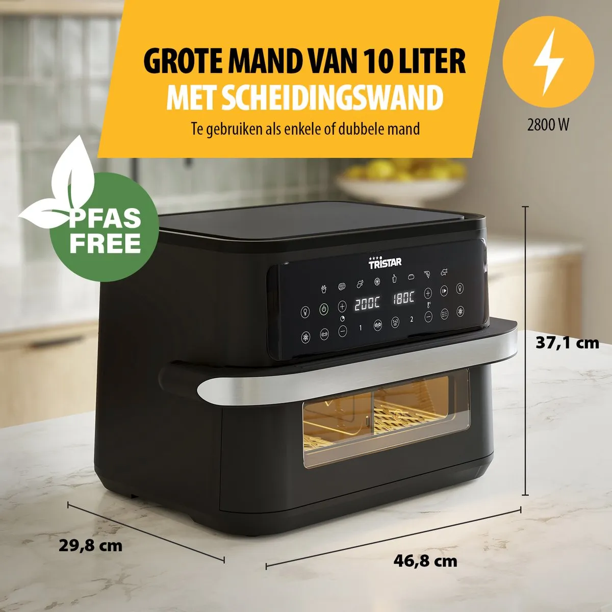 Tristar FR-9432 Dualzone Airfryer 10L - 2800W - Zwart