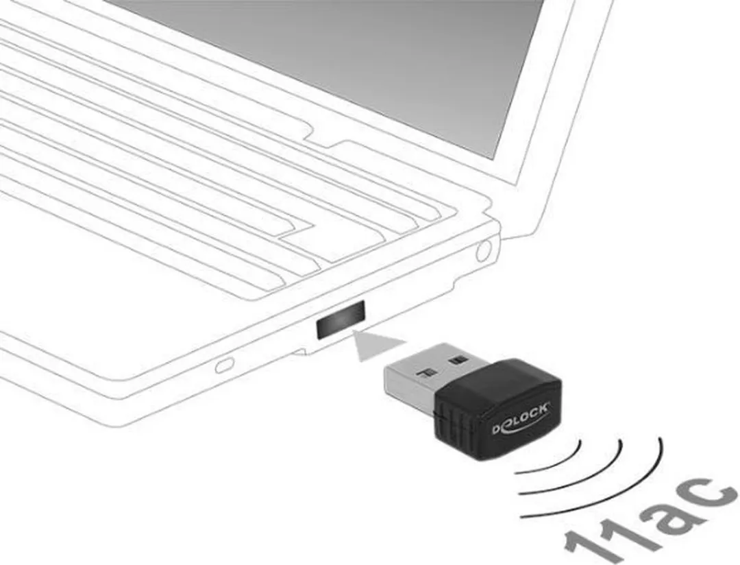Delock USB-A Wi-Fi Dongle AC600 Dual Band - Zwart