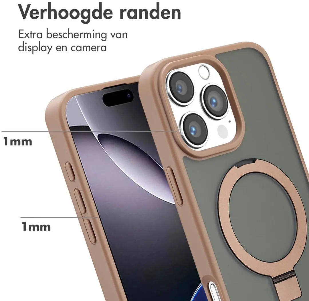 Accezz Hoesje iPhone 16 Pro Max - MagSafe Ring Stand - Bruin