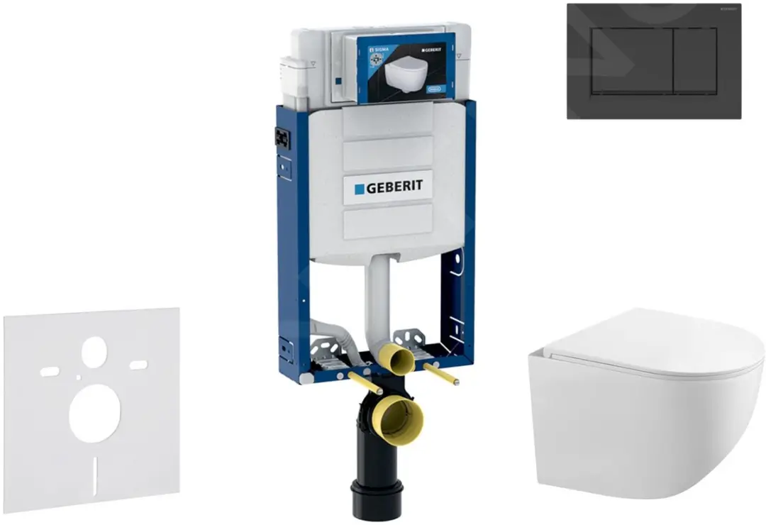 Voorwand montageset, Gaia toilet en softclose zitting, Sigma30 bedieningsplaat,