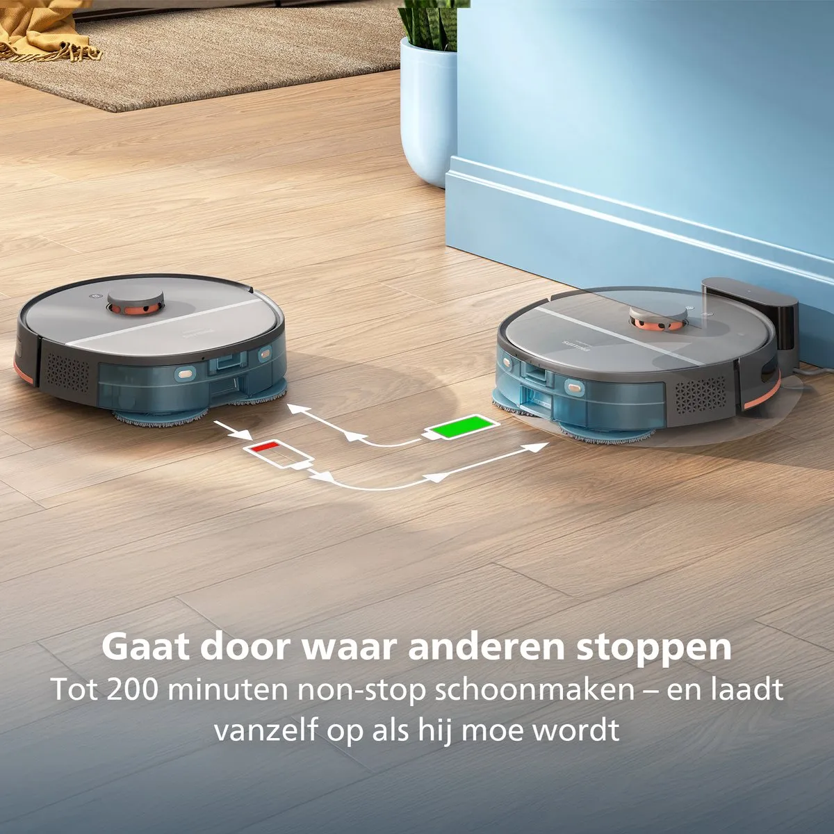 Philips HomeRun 5000 XU5000/10 Robotstofzuiger met dweilfunctie - 10.000 Pa - Grijs