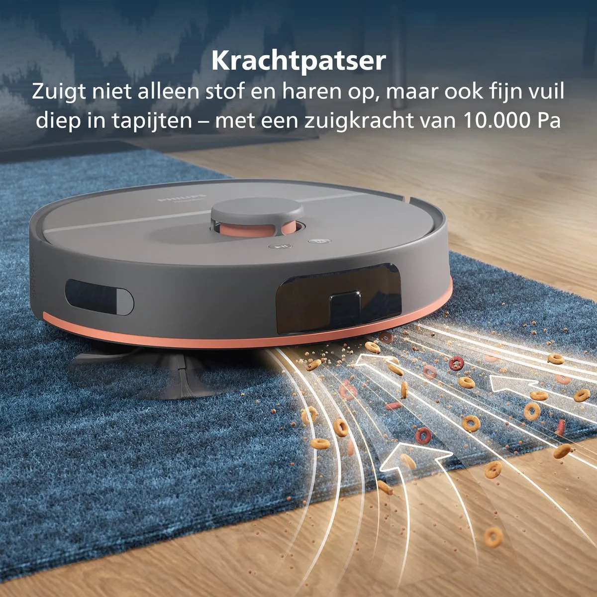 Philips HomeRun 5000 XU5000/10 Robotstofzuiger met dweilfunctie - 10.000 Pa - Grijs