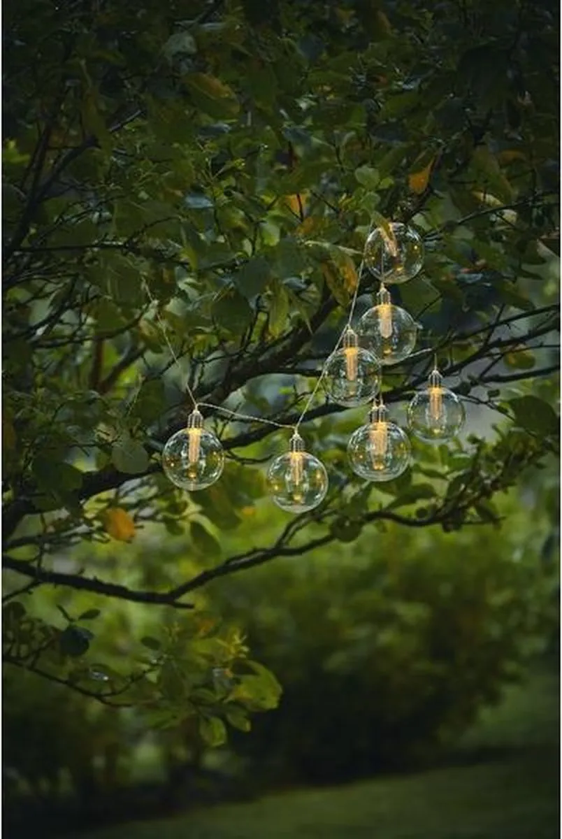 Star Trading Solar Lichtketting Chania 8 Bollen - Helder Glas - afbeelding 6 van 6