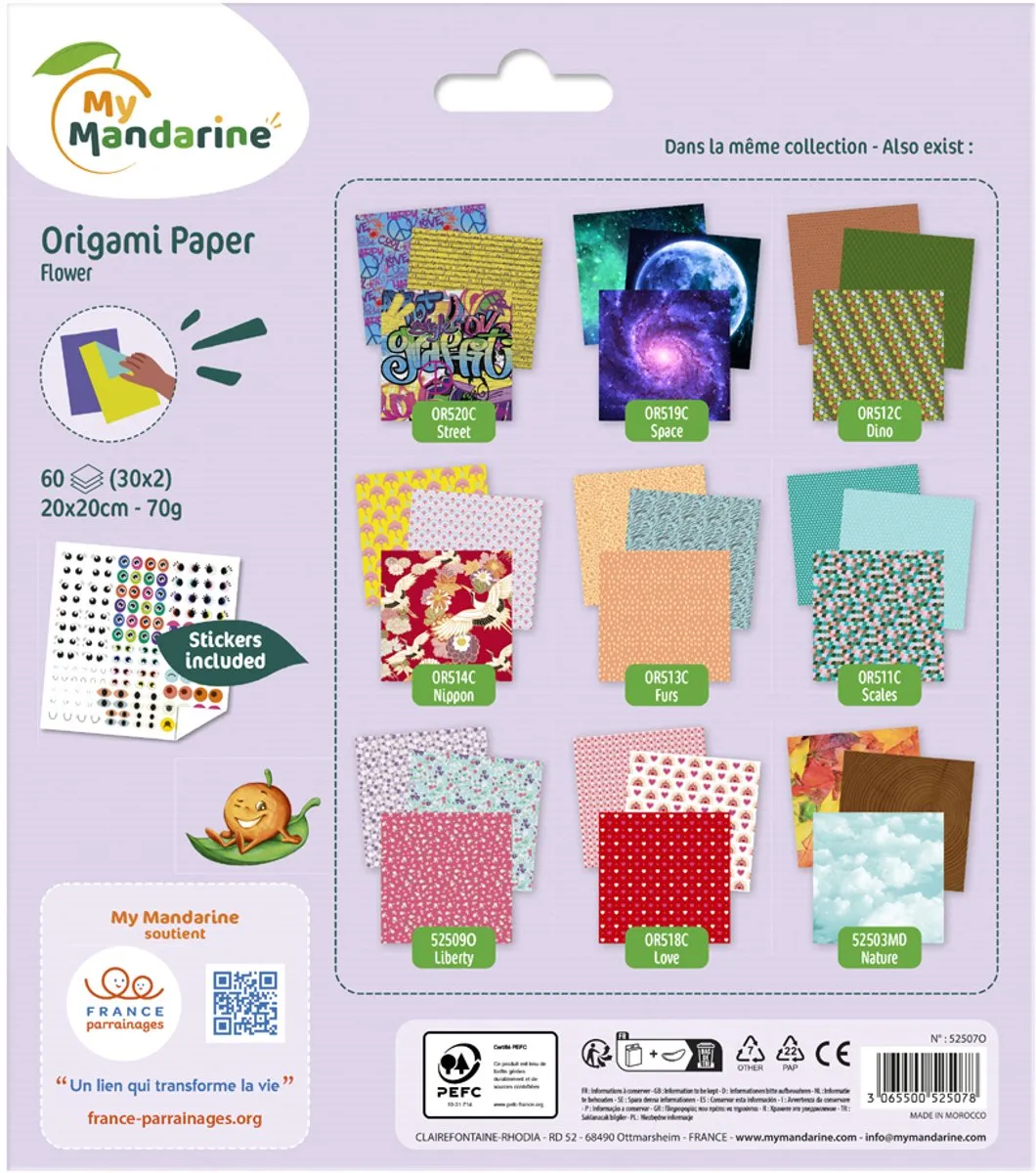 Clairefontaine Origami Papier Flower 60 Vel - 20x20cm - Meerkleurig - afbeelding 6 van 6
