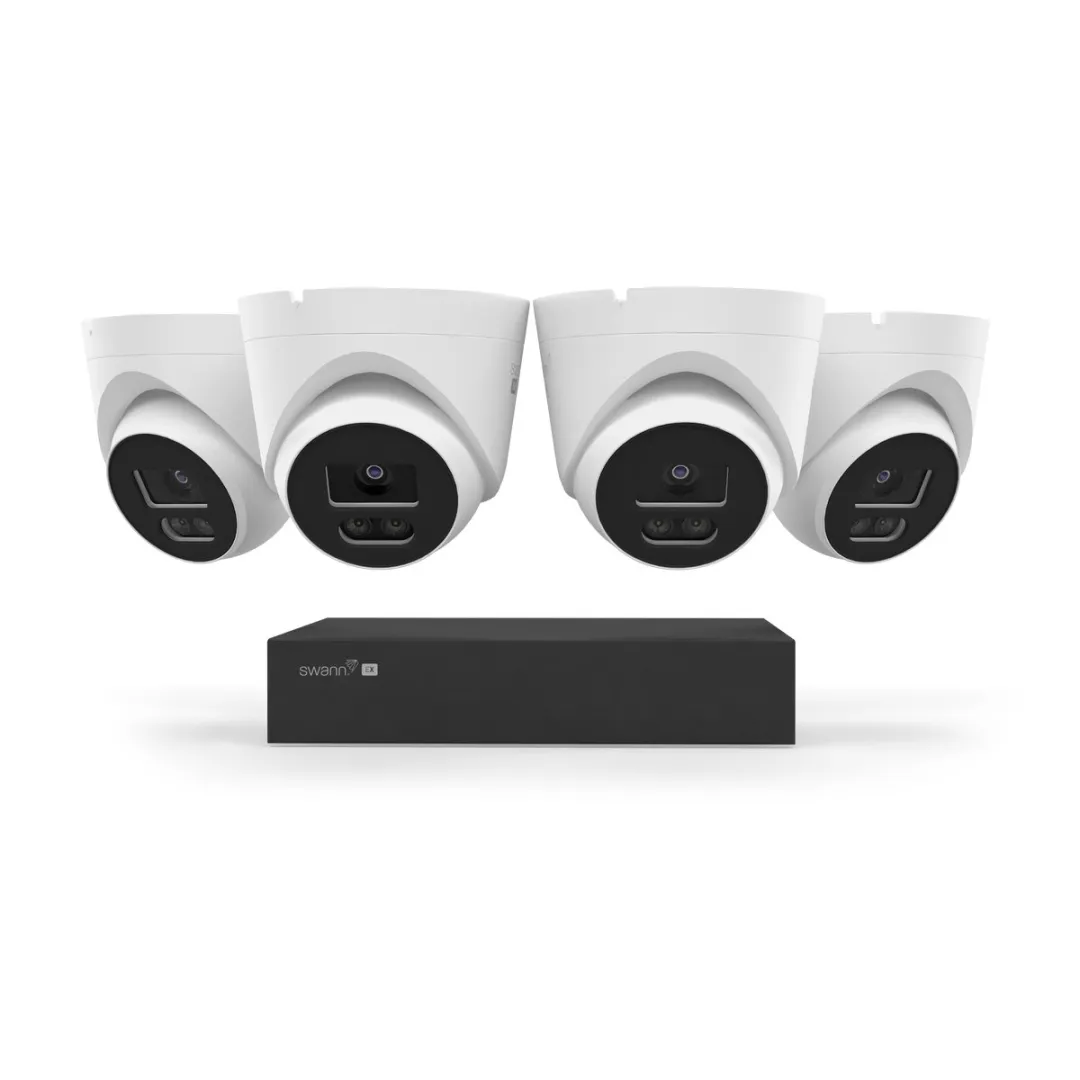 Swann EliteX 12MP Series - Beveiligingscamera's - 4 Camera's - cctv camerasysteem - 2TB - geen abonnementskosten - 6K Ultra HD - Spotlight Dome IP Cameras - Met Microfoon