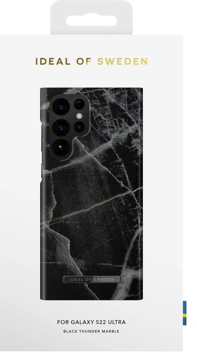 iDeal of Sweden Fashion Case Samsung Galaxy S22 Ultra Black Thunder Marble - afbeelding 2 van 5