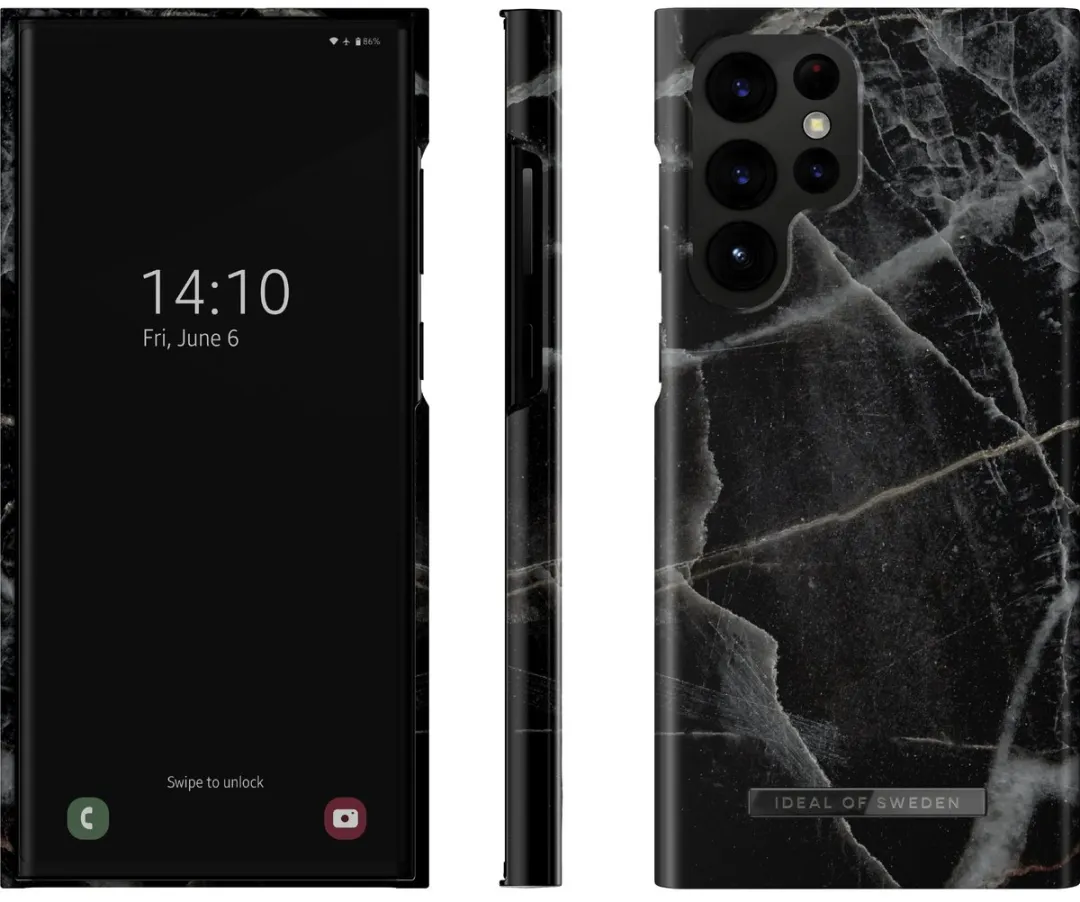 iDeal of Sweden Fashion Case Samsung Galaxy S22 Ultra Black Thunder Marble - afbeelding 4 van 5