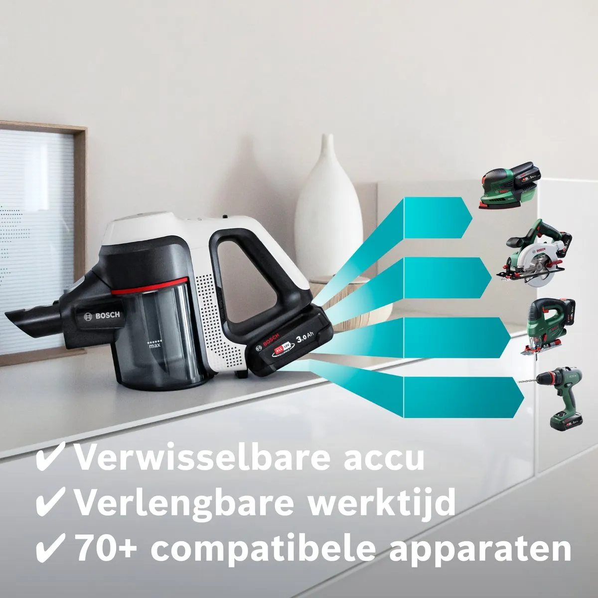 Bosch Unlimited 7 BBS711W Steelstofzuiger - Wit
