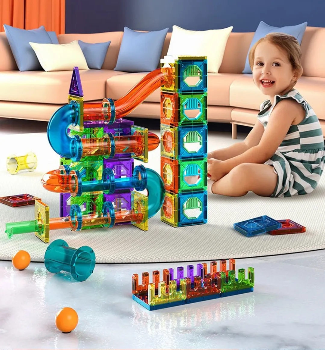 Eco Toys Knikkerbaan Magnetisch HC560254 - 105 Stuks - Multicolor - afbeelding 6 van 6