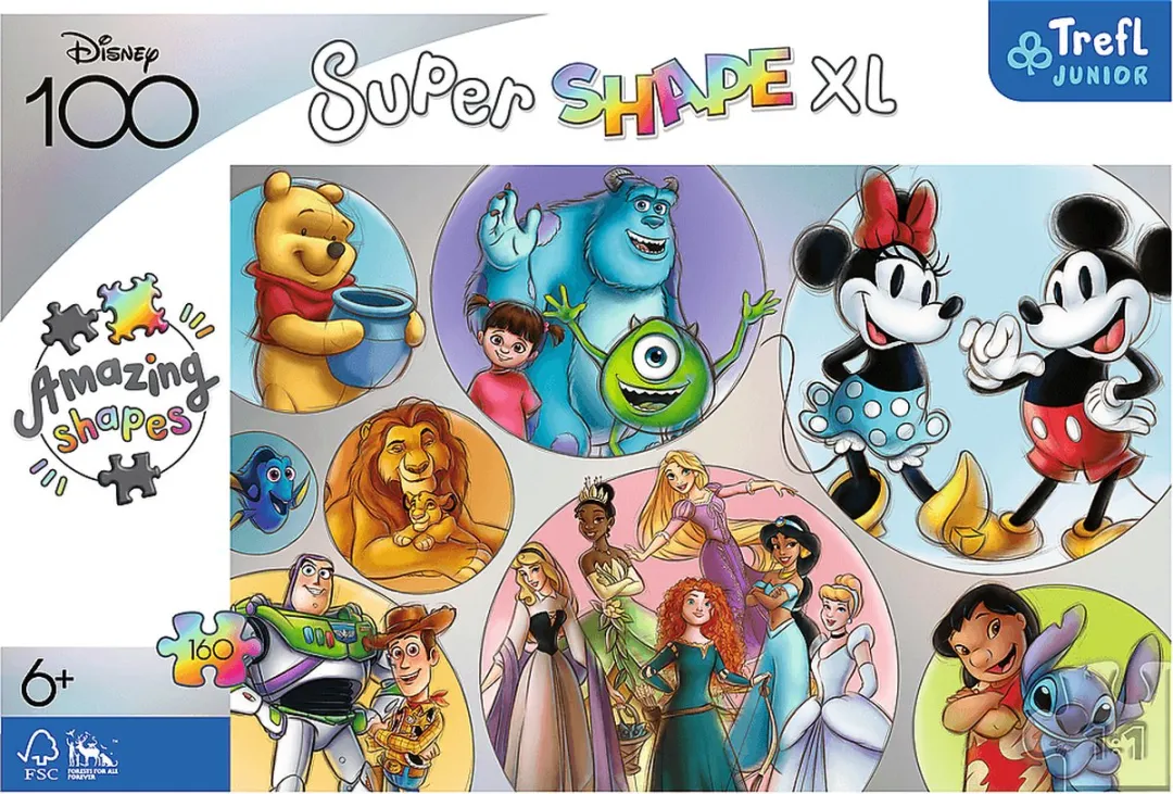 Trefl Disney 100 1000 Stuks Puzzel - 160XL - Multi Colour