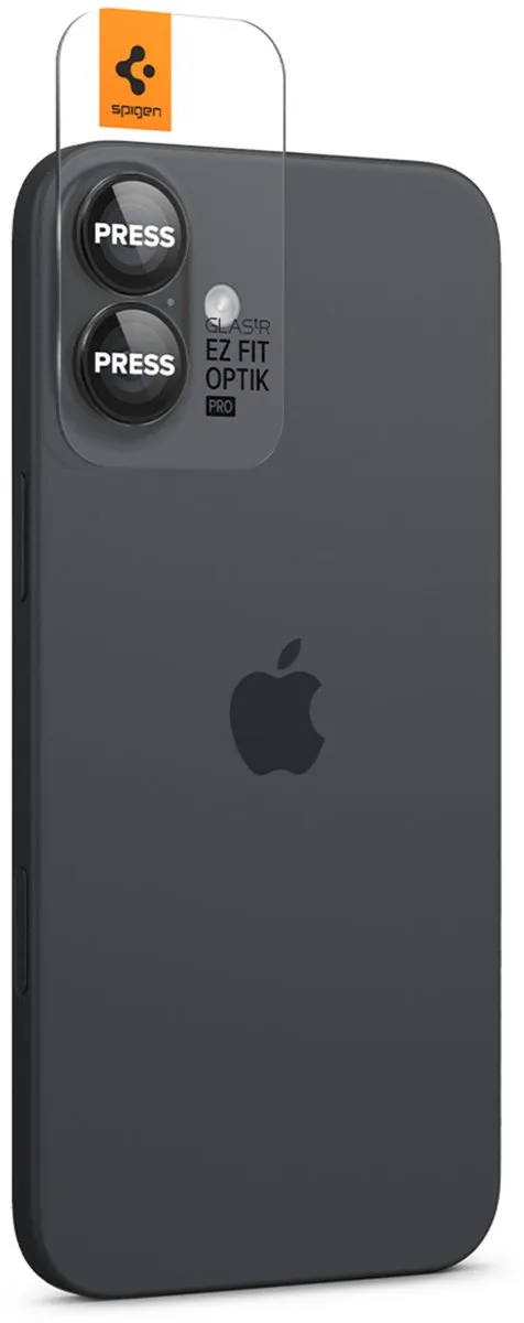 Spigen Optik Pro EZ Fit iPhone 16/16 Plus Camera Beschermer - 2 Stuks - Zwart