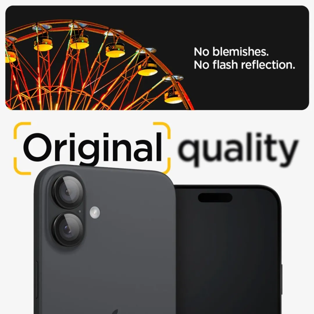 Spigen Optik Pro EZ Fit iPhone 16/16 Plus Camera Beschermer - 2 Stuks - Zwart