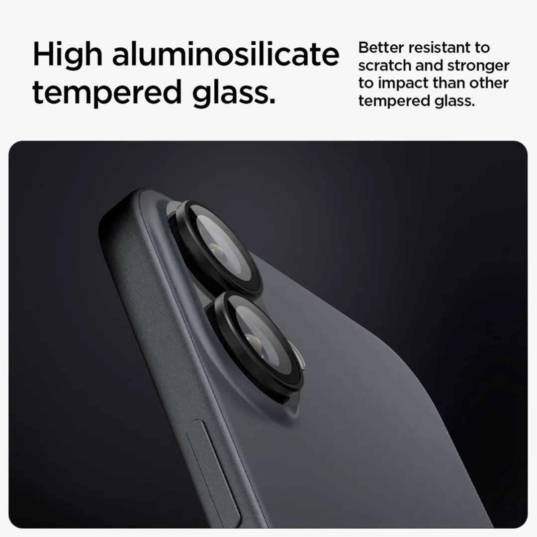 Spigen Optik Pro EZ Fit iPhone 16/16 Plus Camera Beschermer - 2 Stuks - Zwart - afbeelding 6 van 6
