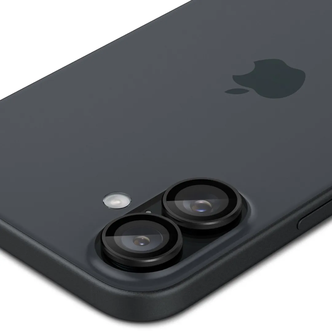 Spigen Optik Pro EZ Fit iPhone 16/16 Plus Camera Beschermer - 2 Stuks - Zwart