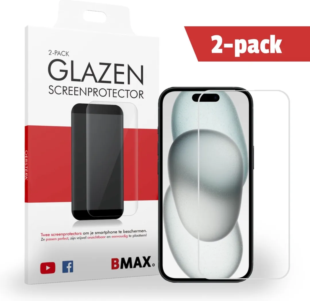 BMAX iPhone 15 Screenprotector 2-pack