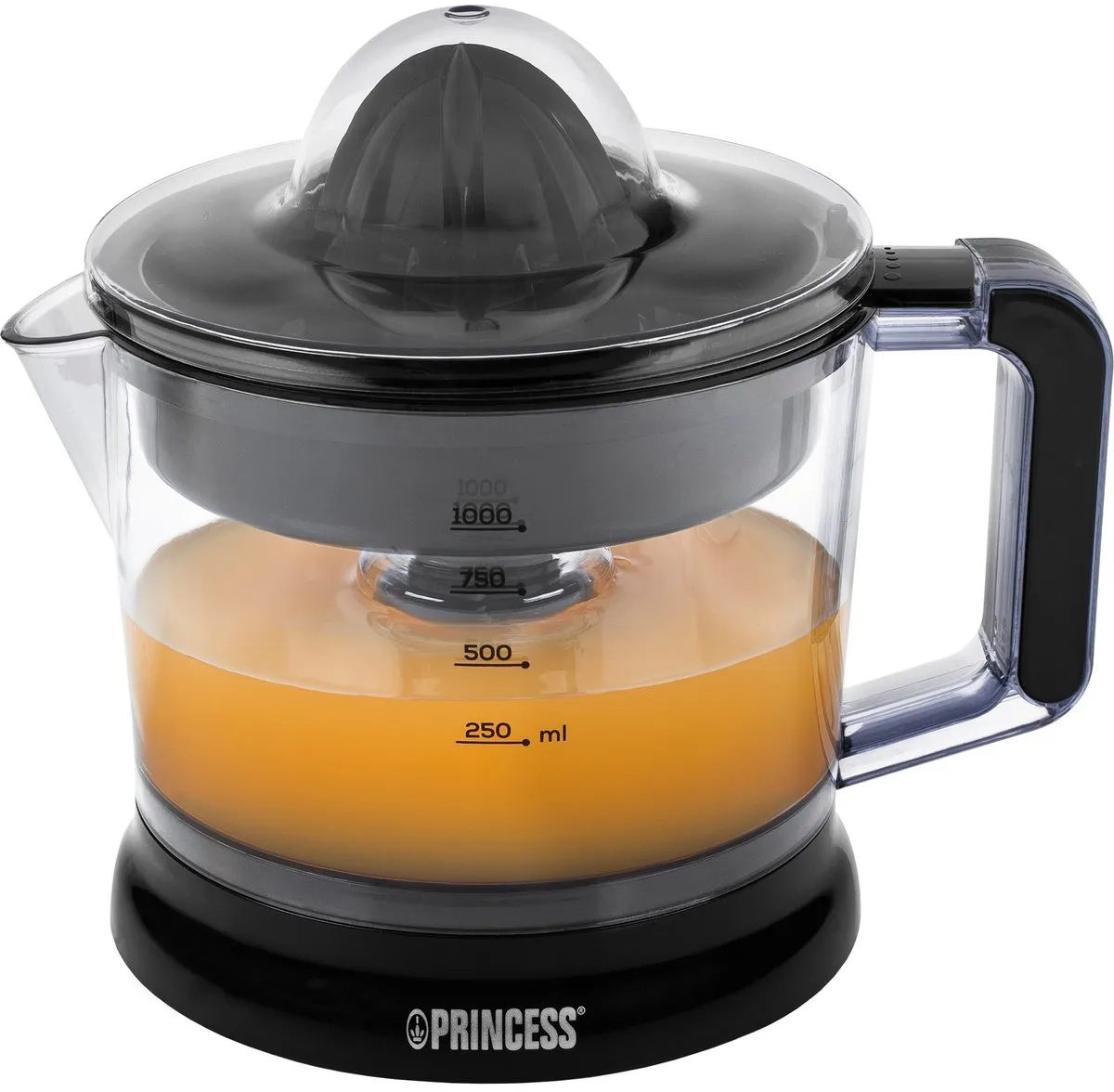 Princess Citruspers 201004 – Elektrische Citruspers – 1 liter - Instelbaar pulpfilter - Zwart
